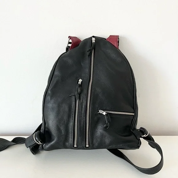 Anita Jackel Natural Leather Sling Turtle Backpack Red Black Canadian Made - Picture 10 of 11